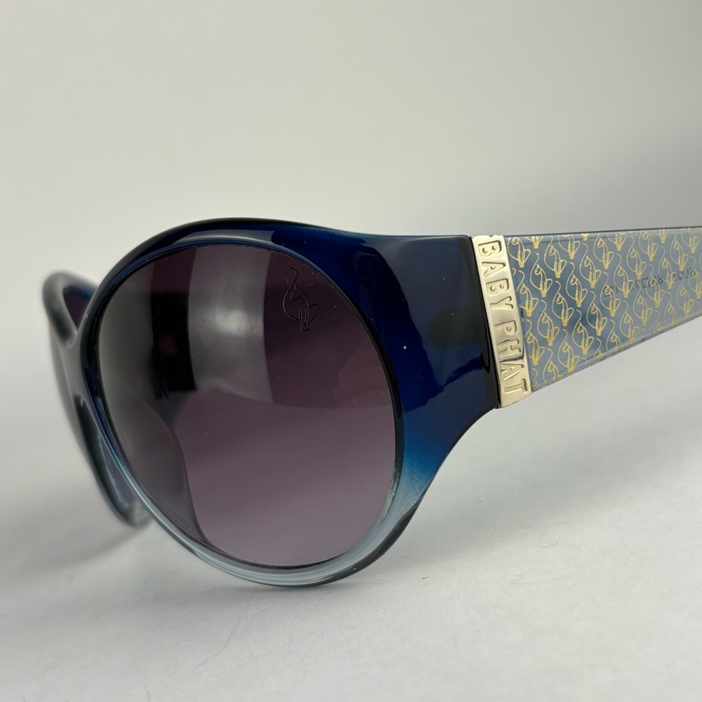 🕶 Baby Phat Blue Oversized Sunglasses - Monogram Arms & Gradient Lenses